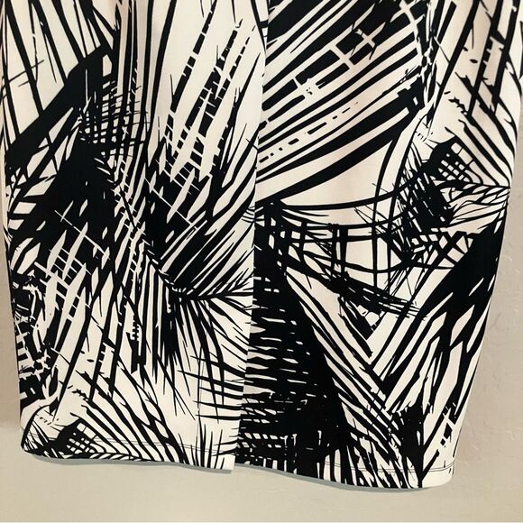 Vintage db Established 1962 Black White Palm Print Stretch Pencil Skirt Sz M - Picture 9 of 11